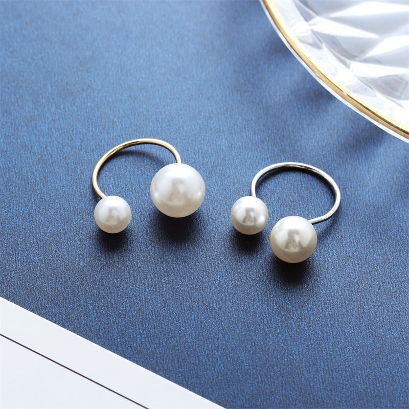 Korean Handmade Elegant U-Shaped Pearl Adjustable Ring