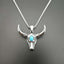 Titanium Steel Polished Turquoise Bull Pendant Necklace