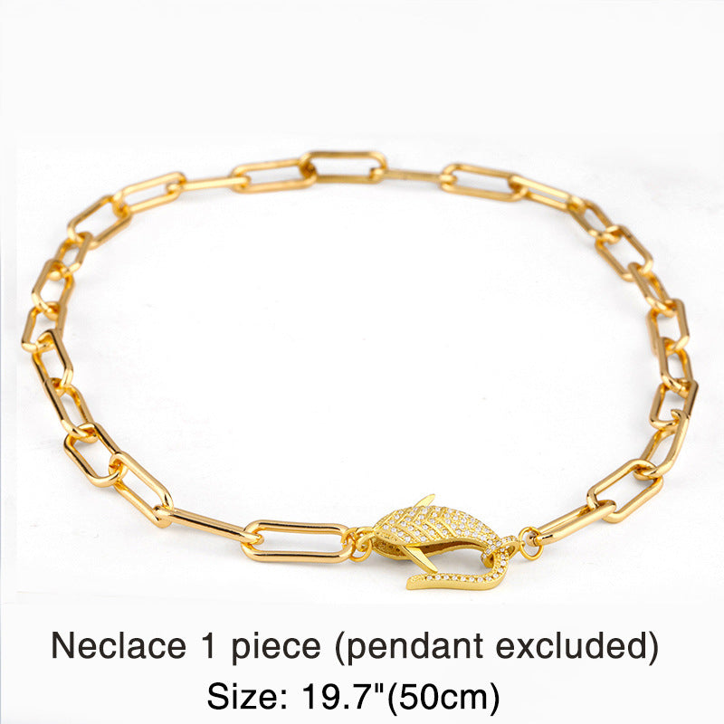Necklace Thick Chain Necklace Rainbow Pendant Necklace Colorful Zircon Hiphop Necklace Wholesale
