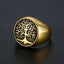 Vintage Hip Hop Life Tree Gold Plated Stainless Steel Men's Ring