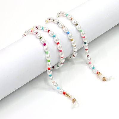 Fashion Glasses Chain Handmade Rice Beads Pearl Candy Color Eyewear Cord