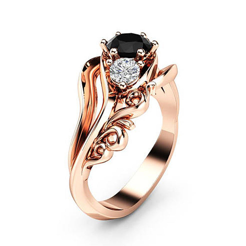 Elegant Flower Zircon Inlay Alloy Ring for Women