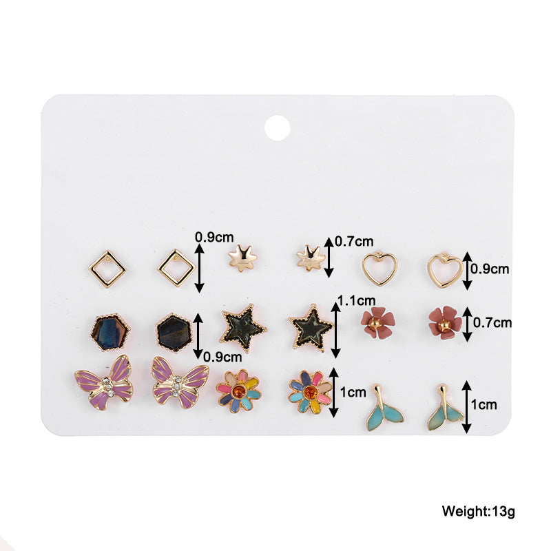 Korean Fashion Retro Stud Earrings Set - Trendy Temperament Combination Jewelry