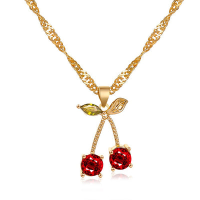 Elegant Pomegranate Red Cherry Crystal Necklace and Earrings Set for Weddings and Evening Parties