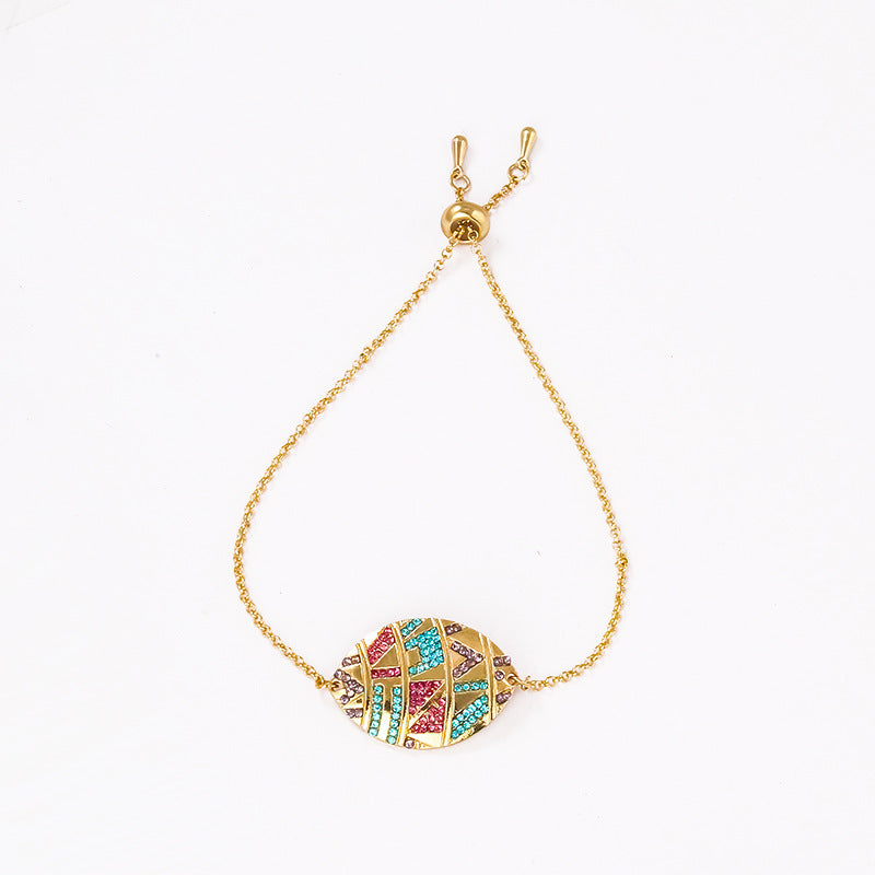 Ethnic Style Colored Gemstones Diamond-studded Devil's Eye Couple Bracelet