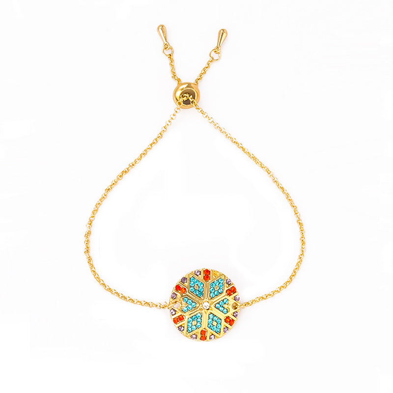 Ethnic Style Colored Gemstones Diamond-studded Devil's Eye Couple Bracelet
