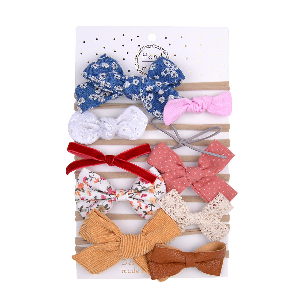 Fashion Baby Headband Set - Flower Fabric Nylon Hair Accessories (10 Pack)