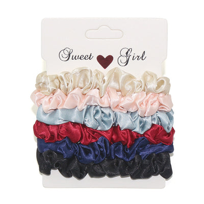 Korean Satin Hair Scrunchies Set - Daisy Print Elastic Hair Bands for Women