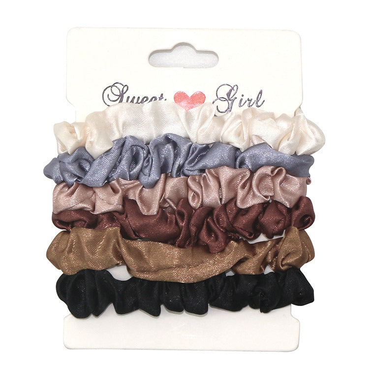 Korean Satin Hair Scrunchies Set - Daisy Print Elastic Hair Bands for Women