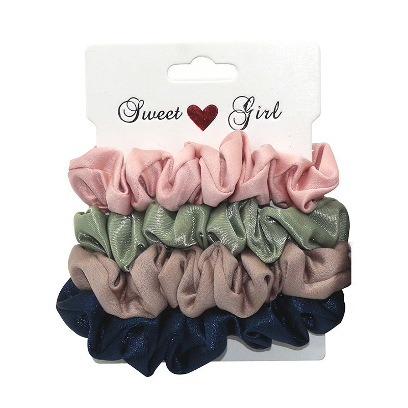 Korean Satin Hair Scrunchies Set - Daisy Print Elastic Hair Bands for Women