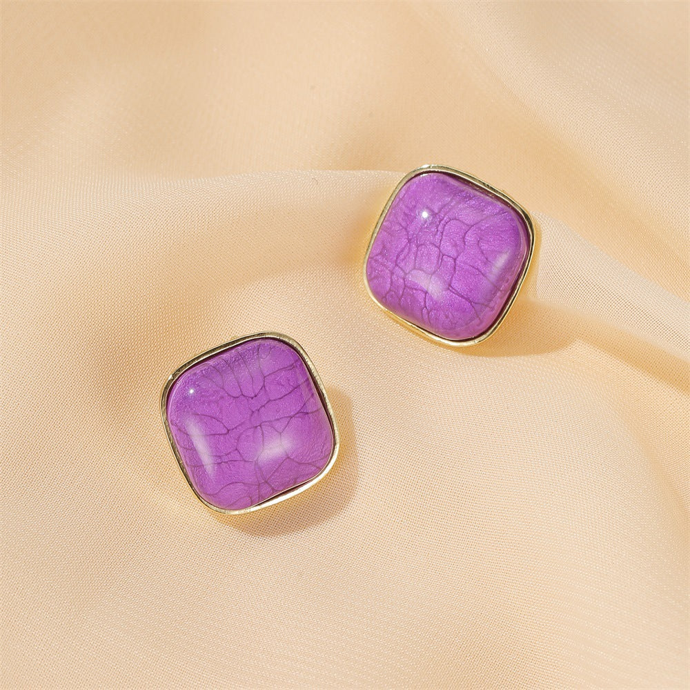 S925 Silver Needle Earrings Summer New Purple Simple Flower Earrings