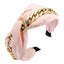 Korean Creative Fabric Headband with Gold Chain Decoration - Wide-brimmed Knotted Design