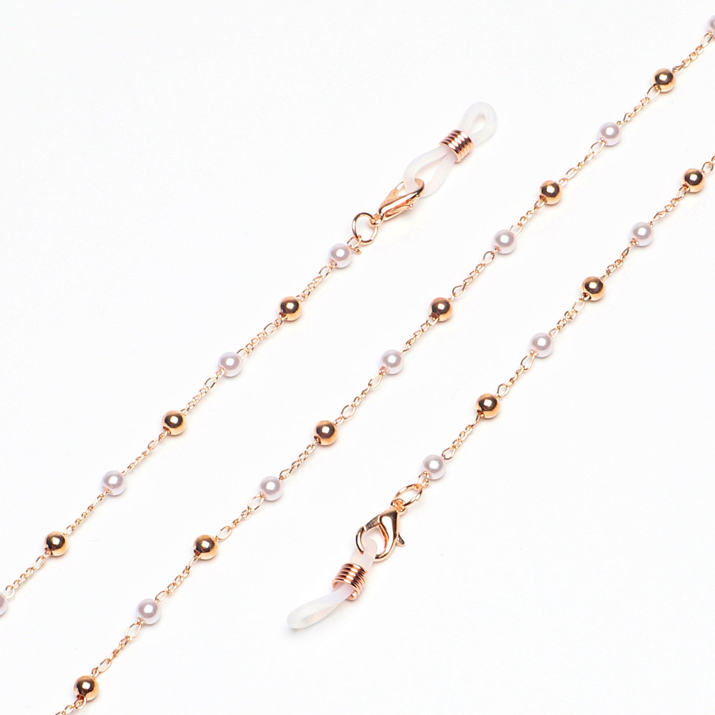 Fashion Glasses Chain with Golden Pearl Beads and Metal Clips