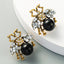 New Trend Retro Personality Bee Big Pearl Earrings Inlaid Rhinestone Alloy Wild Earrings