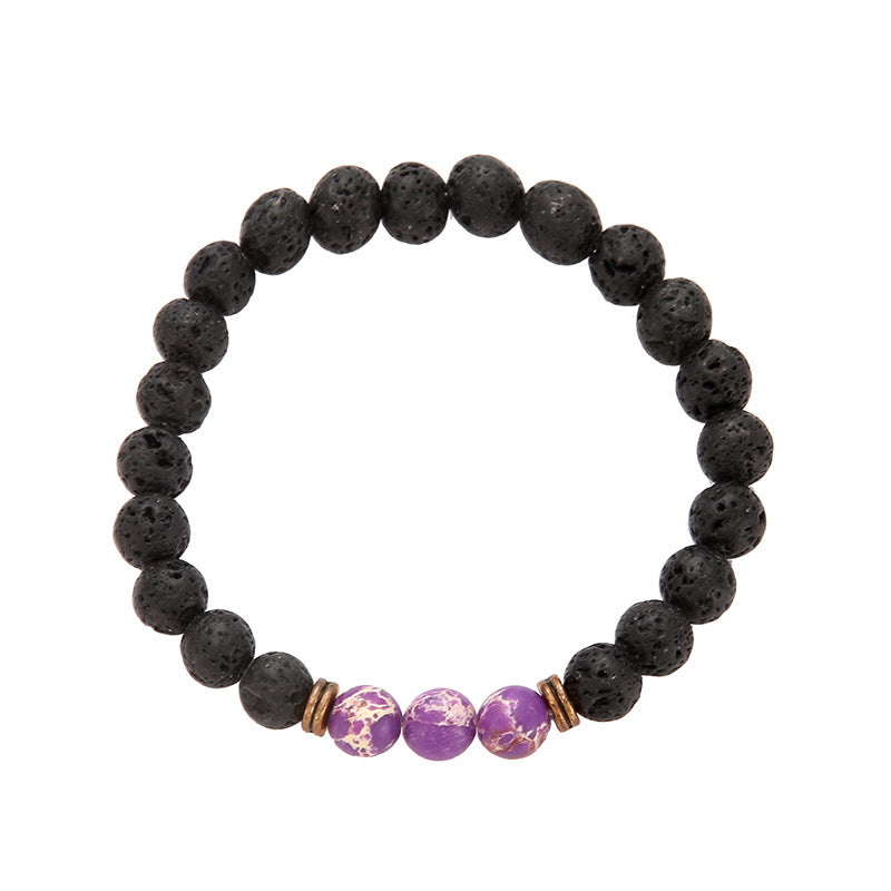 Fashion Lava Stone Emperor Bead Elastic Bracelet