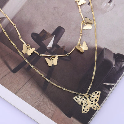 Simple Butterfly Layered Choker Necklace for Women