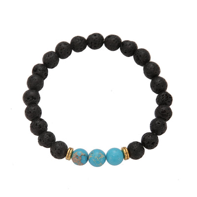 Fashion Lava Stone Emperor Bead Elastic Bracelet