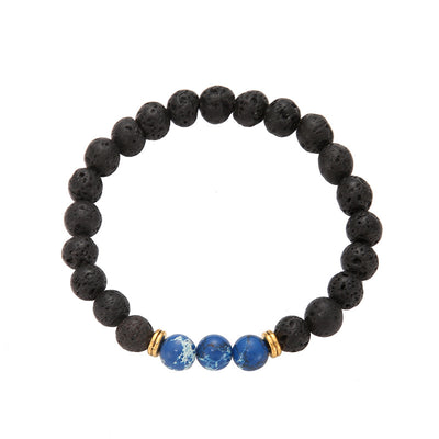 Fashion Lava Stone Emperor Bead Elastic Bracelet