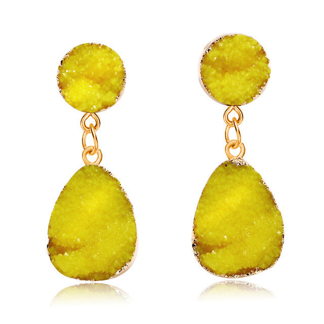 Womens Round Plastic  Resin Imitation Natural Stone Round  Earrings GO190430120011