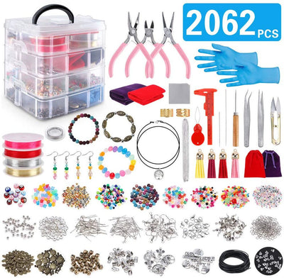 Classic Acrylic Jewelry Accessories Set - 2062pcs DIY Beading Kit for Bracelets and Necklaces