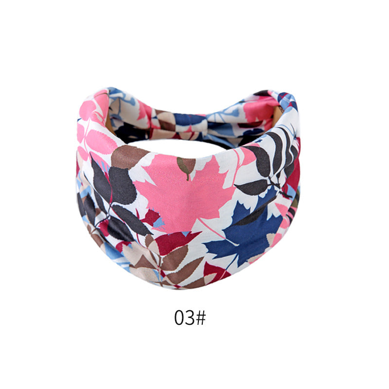 Fashion Elastic Printed Headband for Women - Wide Vintage Yoga Sports Hair Accessory