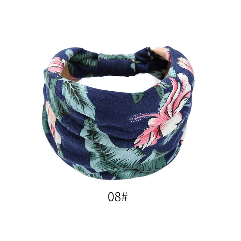 Fashion Elastic Printed Headband for Women - Wide Vintage Yoga Sports Hair Accessory