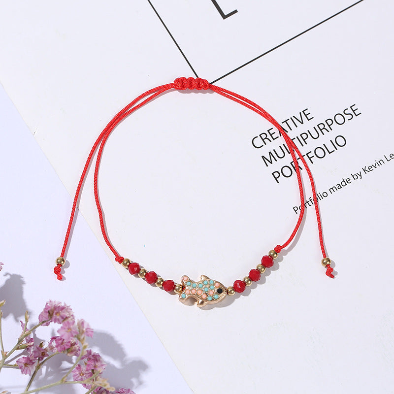 Colorful Fish Crystal Alloy Knitted Women's Bracelet