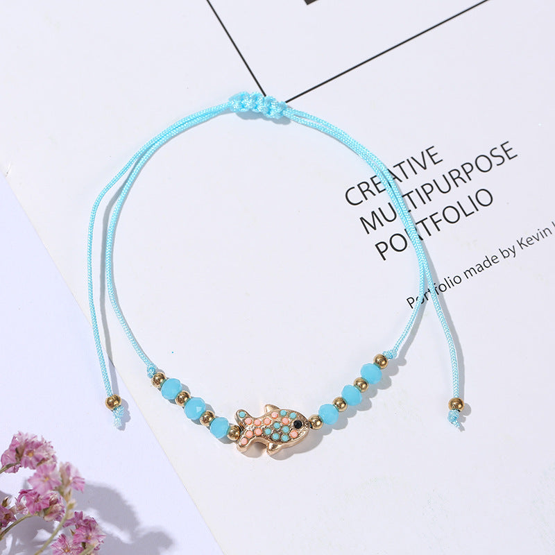 Colorful Fish Crystal Alloy Knitted Women's Bracelet