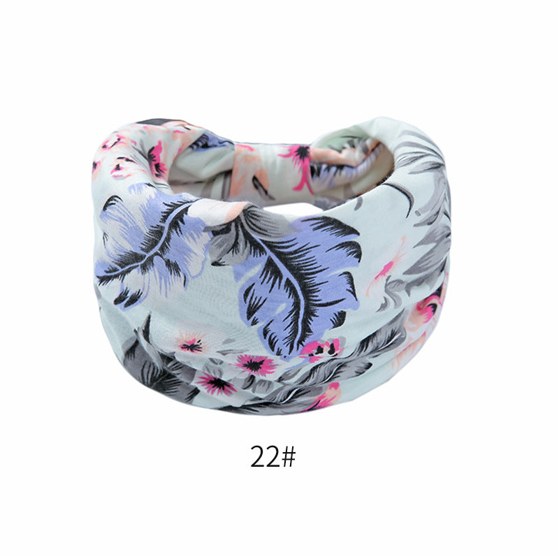 Fashion Elastic Printed Headband for Women - Wide Vintage Yoga Sports Hair Accessory