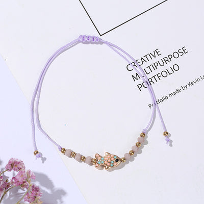 Colorful Fish Crystal Alloy Knitted Women's Bracelet