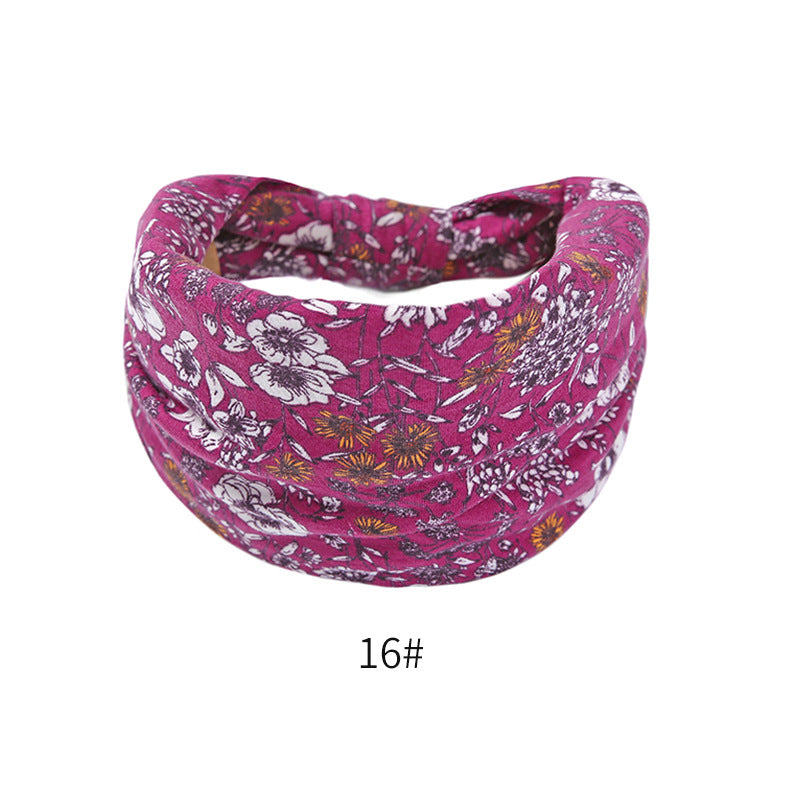 Fashion Elastic Printed Headband for Women - Wide Vintage Yoga Sports Hair Accessory