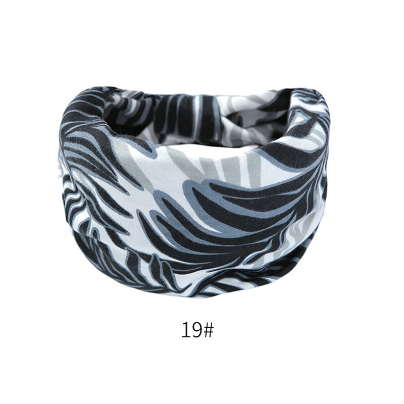 Fashion Elastic Printed Headband for Women - Wide Vintage Yoga Sports Hair Accessory