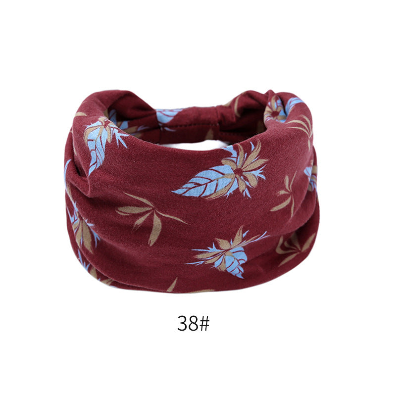 Fashion Elastic Printed Headband for Women - Wide Vintage Yoga Sports Hair Accessory