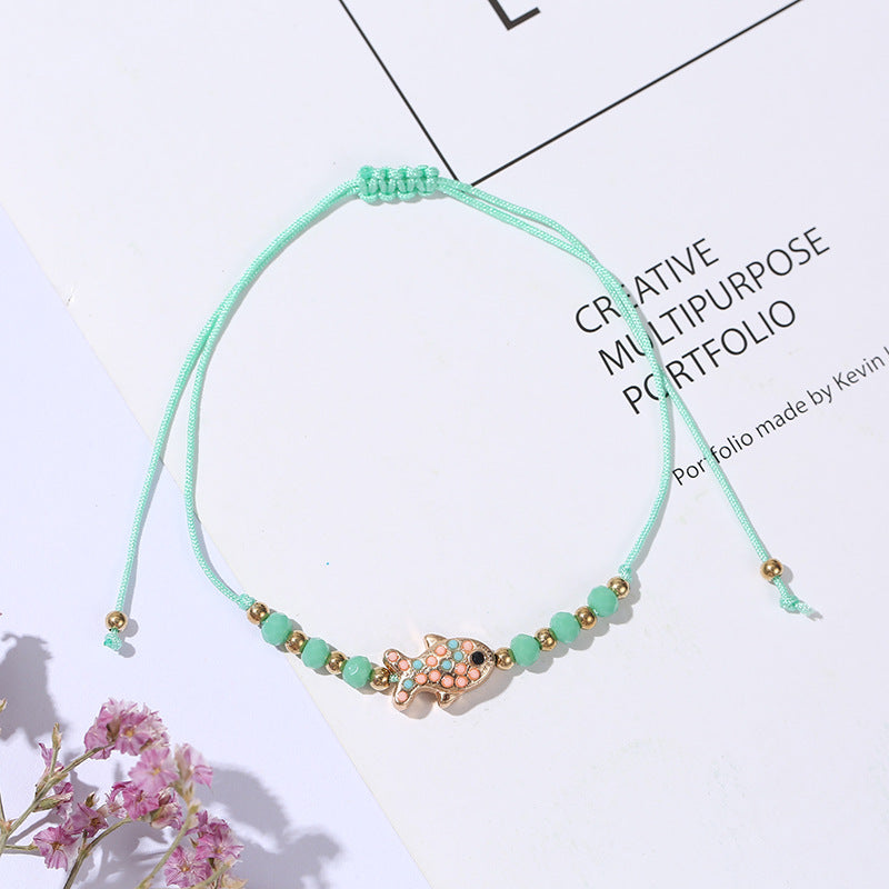 Colorful Fish Crystal Alloy Knitted Women's Bracelet