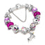 Cartoon Animal Crystal Rhinestone Unicorn Bracelet with Purple Opal Beads