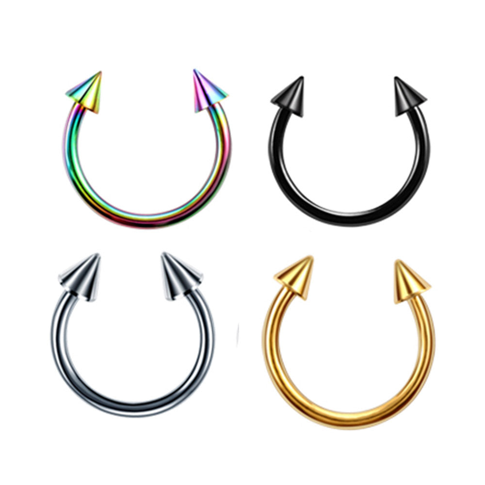 4 Pieces Fashion Geometric Stainless Steel Plating Eyebrow Nails Tongue Nail Nose Ring