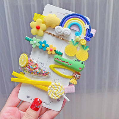 Rainbow Candy Color Cartoon Hair Clips Set for Kids - 10 Pieces