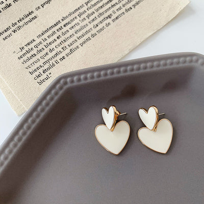 Cute Heart Shape Alloy Enamel Women's Drop Earrings