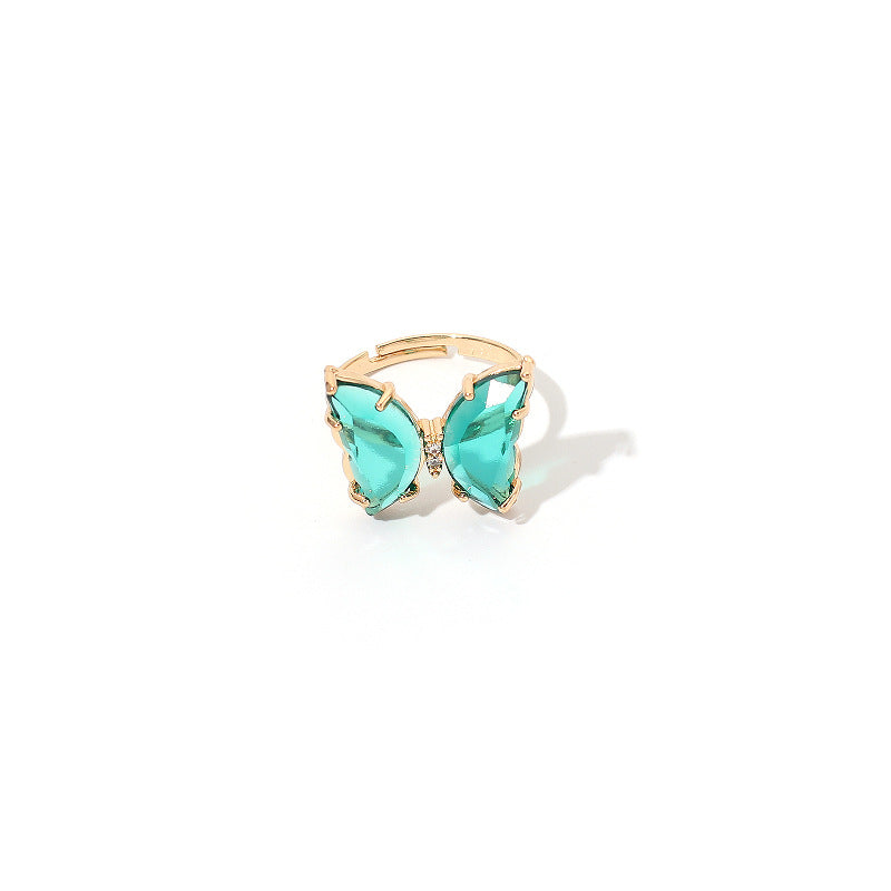 Acrylic Butterfly Adjustable Transparent Ring - Trendy Fashion for Girls