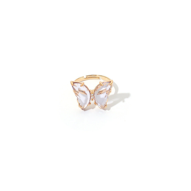 Acrylic Butterfly Adjustable Transparent Ring - Trendy Fashion for Girls