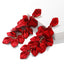 Fashion Exaggerated Rose Petal Leaf Long Earrings Red Petal Earrings