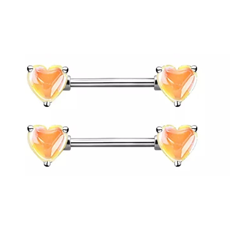 1 Piece Heart Shape 316 Stainless Steel Nipple Rings & Studs with Acrylic Inlay, White Gold Plated Body Jewelry