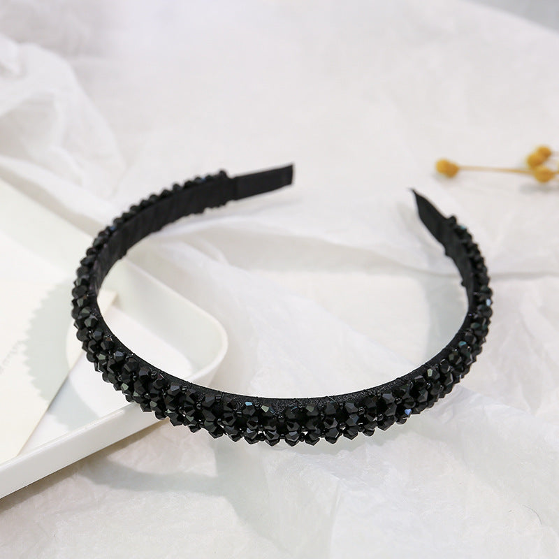 Women's Rhinestone Beaded Wide Hairband - Versatile Anti-Slip Headband