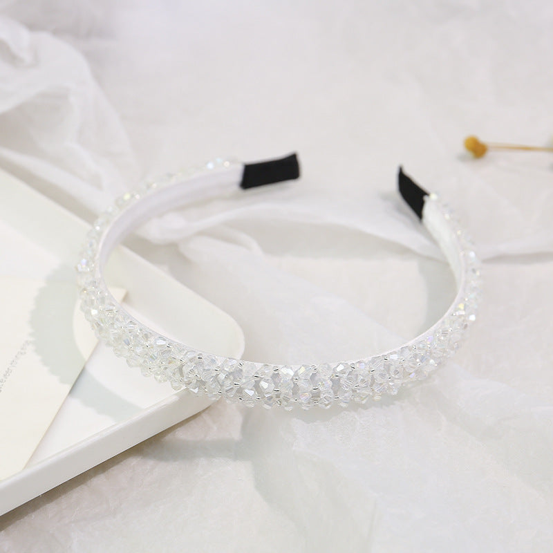 Women's Rhinestone Beaded Wide Hairband - Versatile Anti-Slip Headband