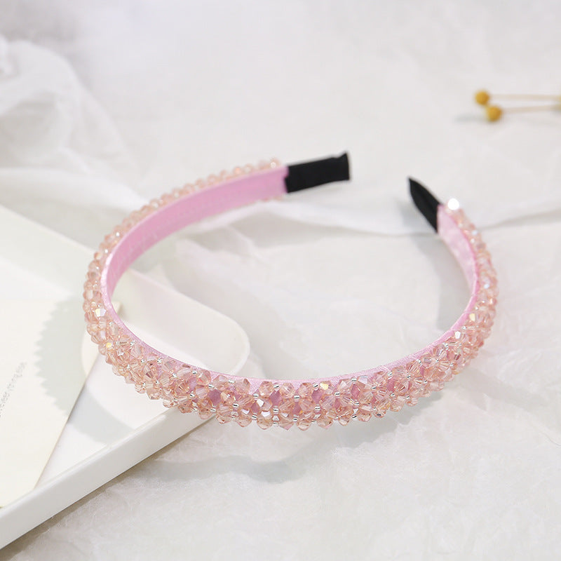 Women's Rhinestone Beaded Wide Hairband - Versatile Anti-Slip Headband