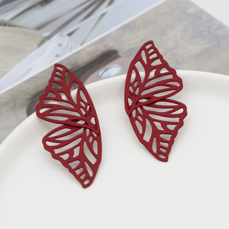 Exaggerated Hollow Butterfly Wing Fan-Shaped Creative Earrings