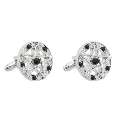 Fashion Star Skull Titanium Steel Cufflinks with Crystal Accents