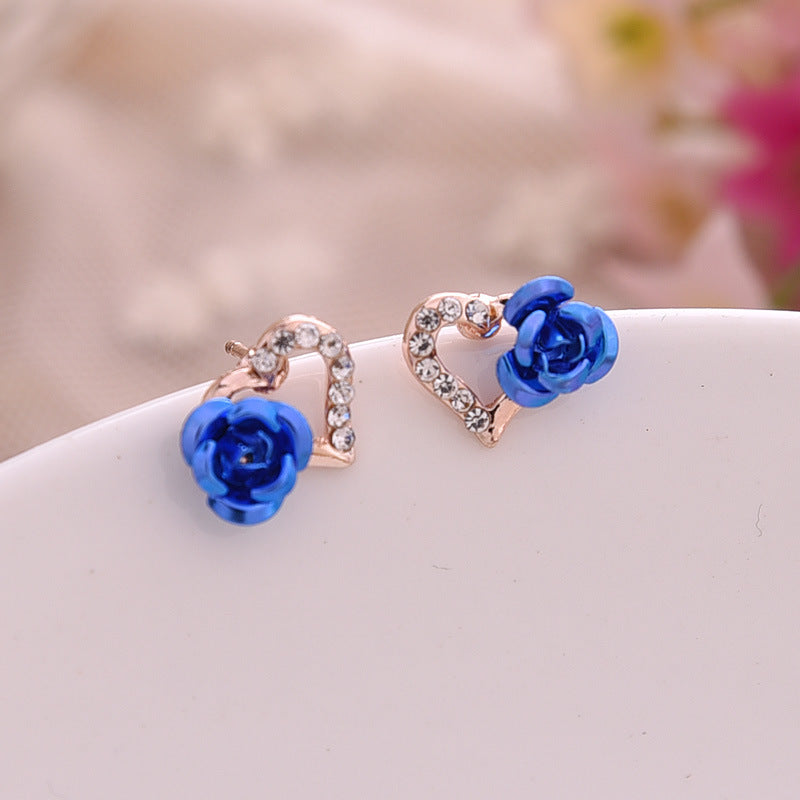 Asymmetric Rhinestone & Pearl Butterfly Stud Earrings - Korean Fashion Trend