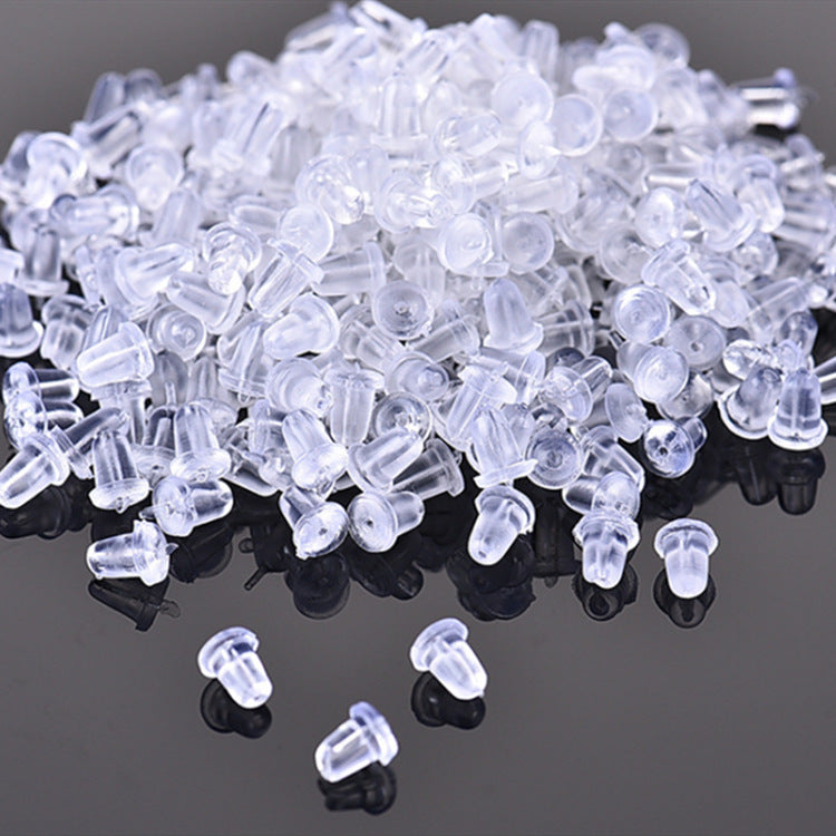 200 Pieces 4mm Diameter Rubber Geometric Earplugs with 925 Silver Earring Backs