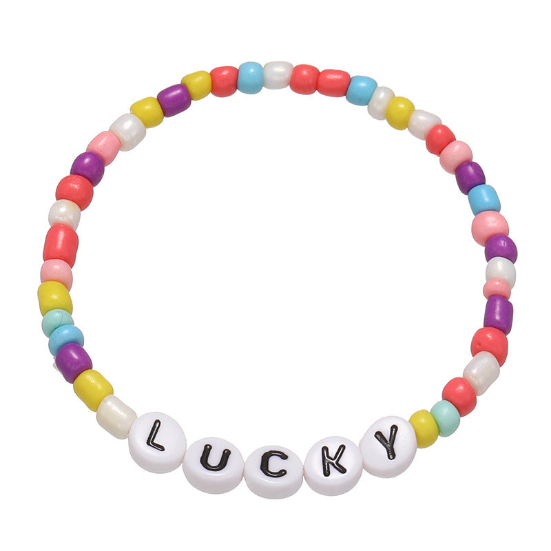 Simple Style Irregular Glass Letter Beads Kid's Bracelet Set